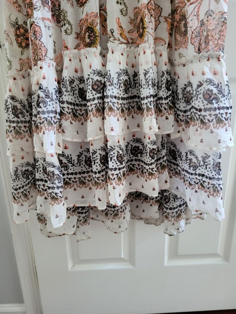 Anthropologie Paisley Floral Maxi Dress Plus size 1X Beige boho Cottagecore - Picture 6 of 8